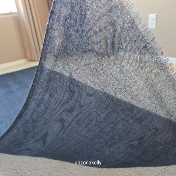 Black Cashmere Scarf With Woodgrain Pattern Wood Grain - Picture 3 of 16